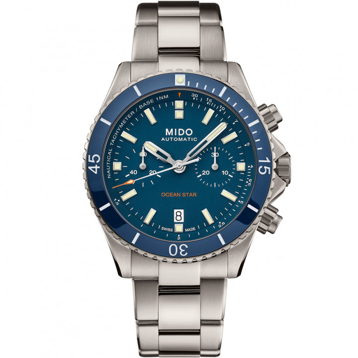 Mido orologio Ocean Star Chronograph 44mm blu automatico titanio M026.627.44.041.00 - Gioielleria Capodagli