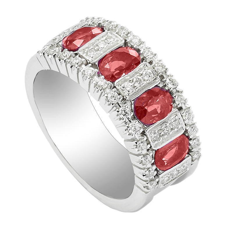 Sidalo anello fedina oro bianco 18Kt 11,50g diamanti 0,36ct rubini 1,72ct M 3278 AR - Gioielleria Capodagli