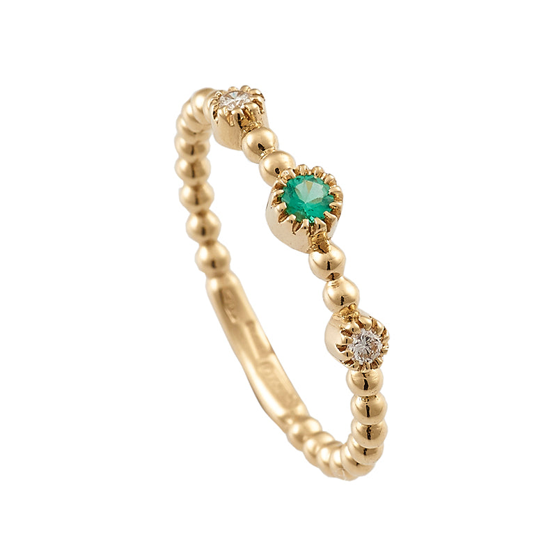 Sidalo anello oro giallo 18Kt 2,20g smeraldo 0,06ct diamanti 0,06ct M 4937 AS - Gioielleria Capodagli