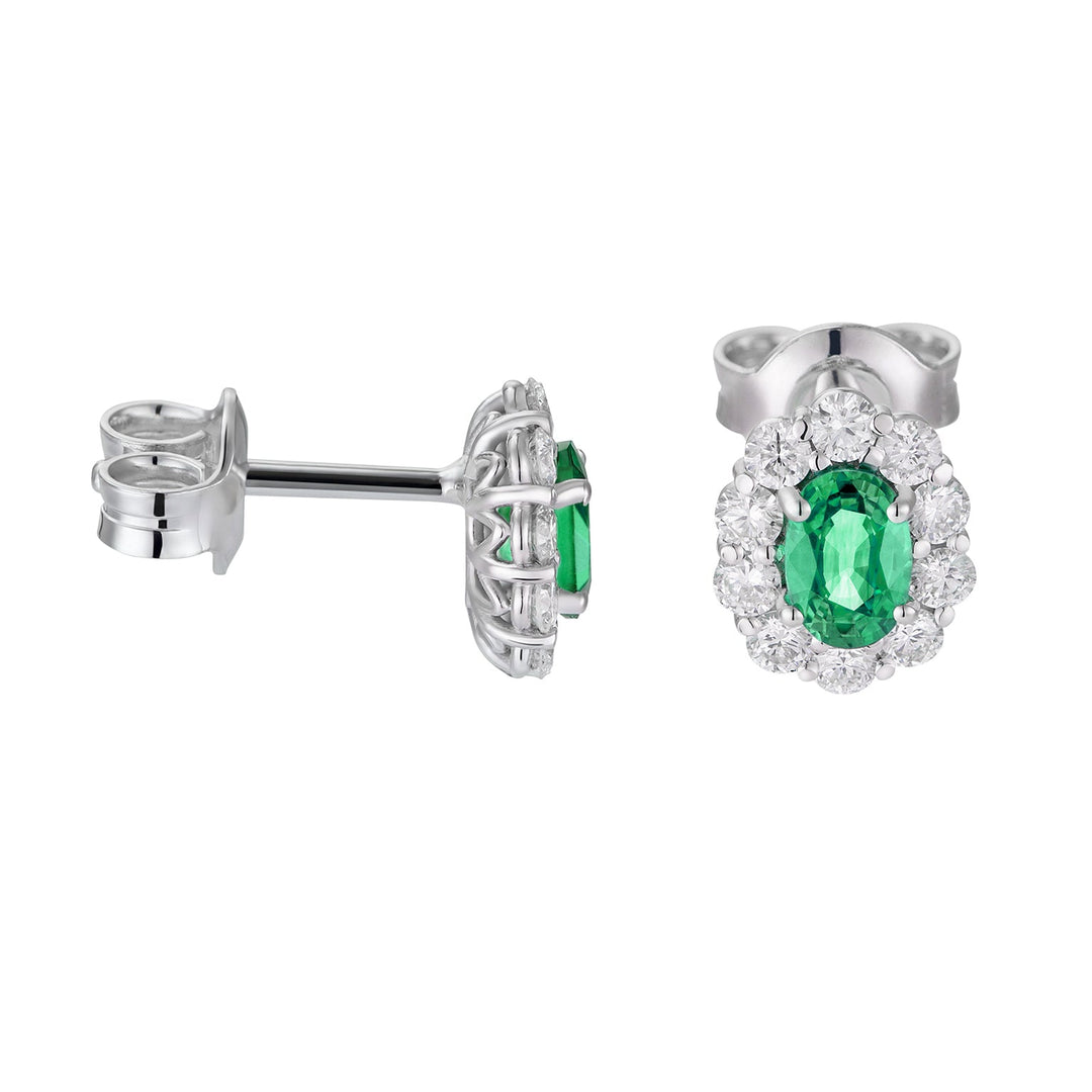 Golay 4x5 oval emerald earrings and diamonds