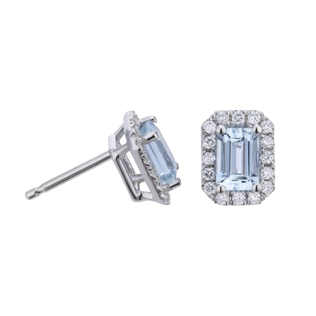 Golay Earrings Acquamarine Octagonal Diamonds