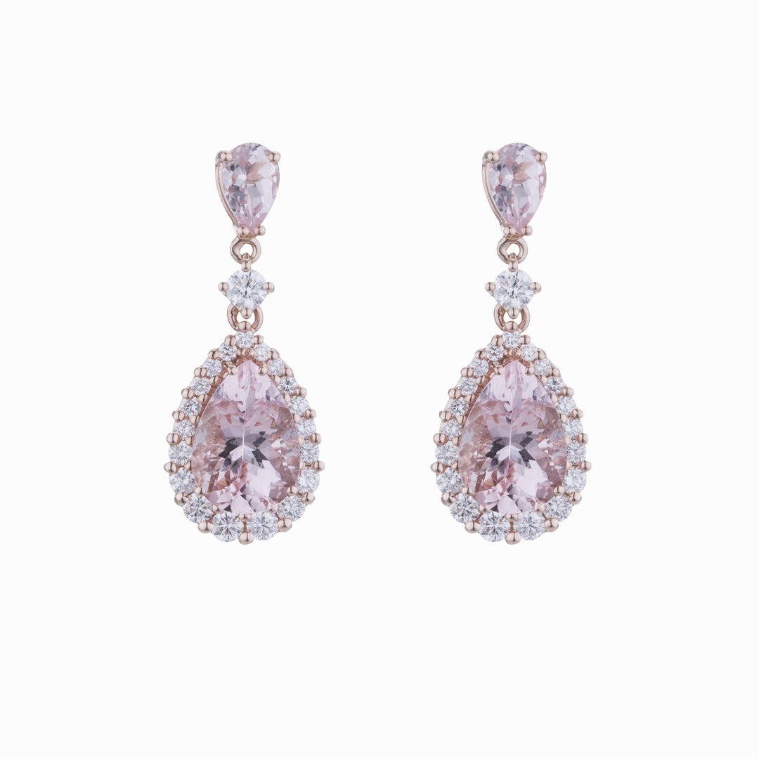 Golay Drop Earrings with Morganite and Diamonds