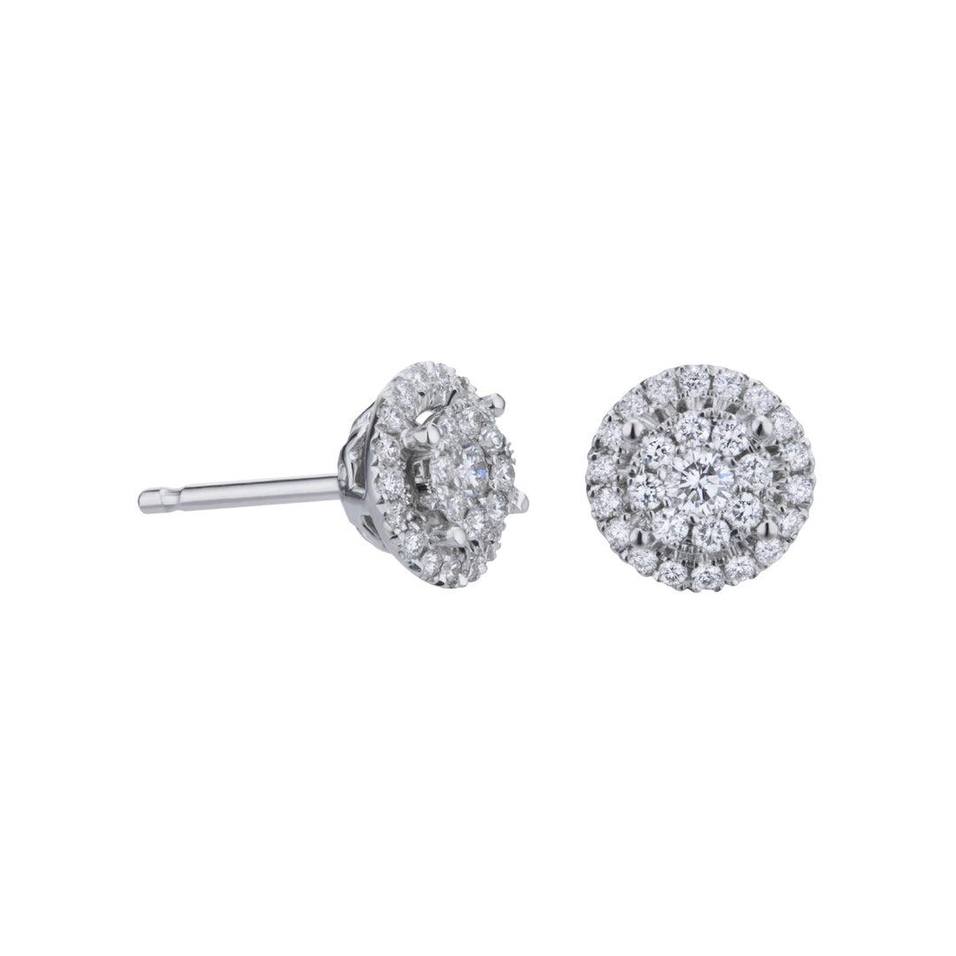 Golay Earrings Circle with contour and stem recessed multi-stone