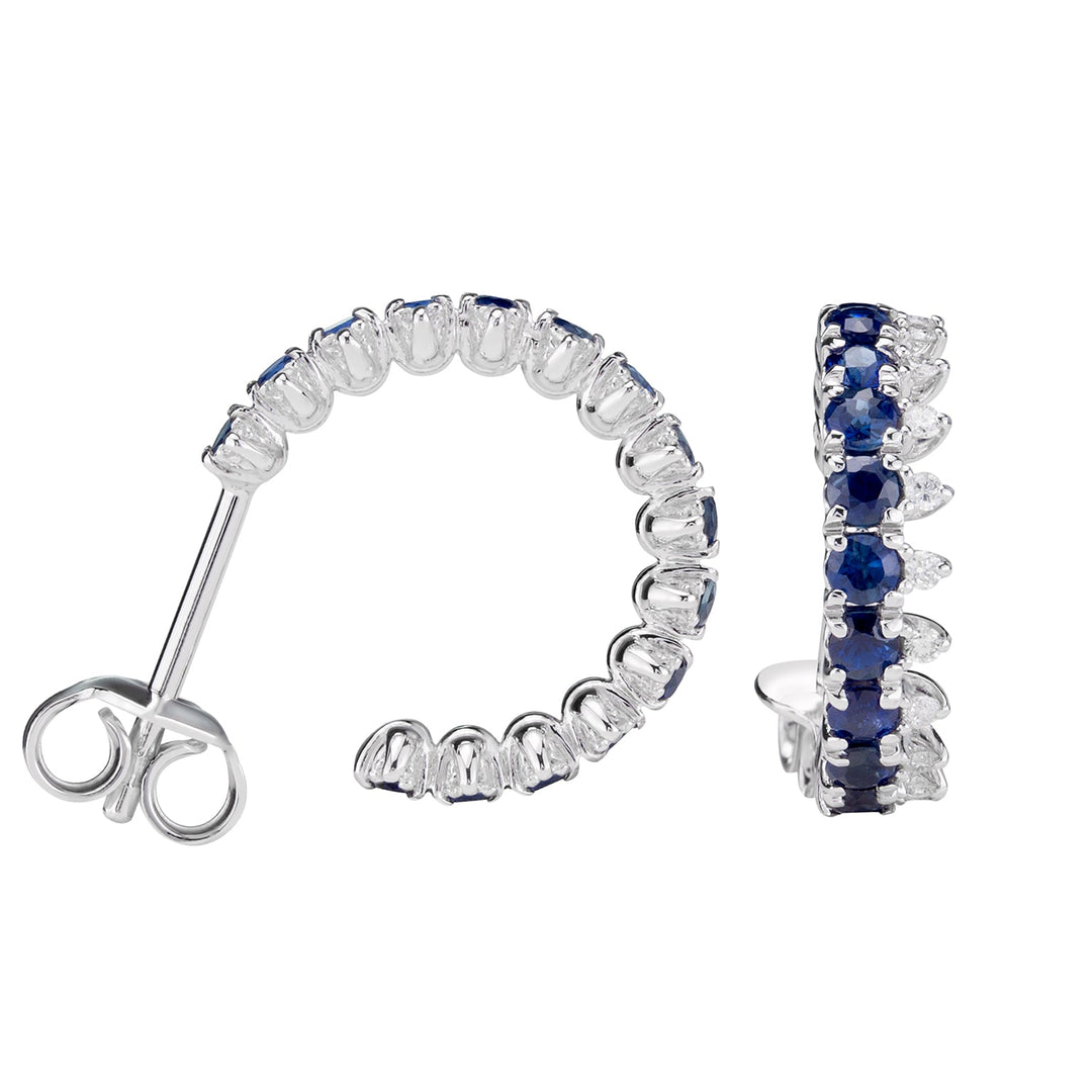 Golay Earring Linear Circle Blue Sapphires and White Diamonds