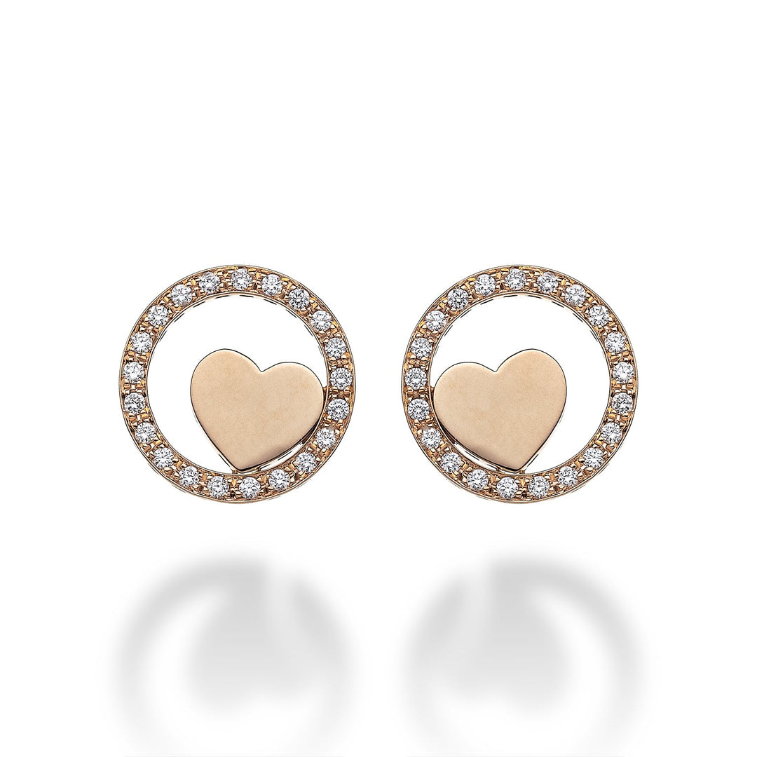 Boucles d'oreilles coeur "Amami" avec cercle de diamants