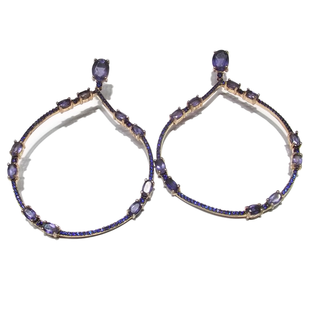 Crisor boucles d'oreilles pendentif en argent 925 PVD or rose améthyste zircons bleu OU 3884RIOZ