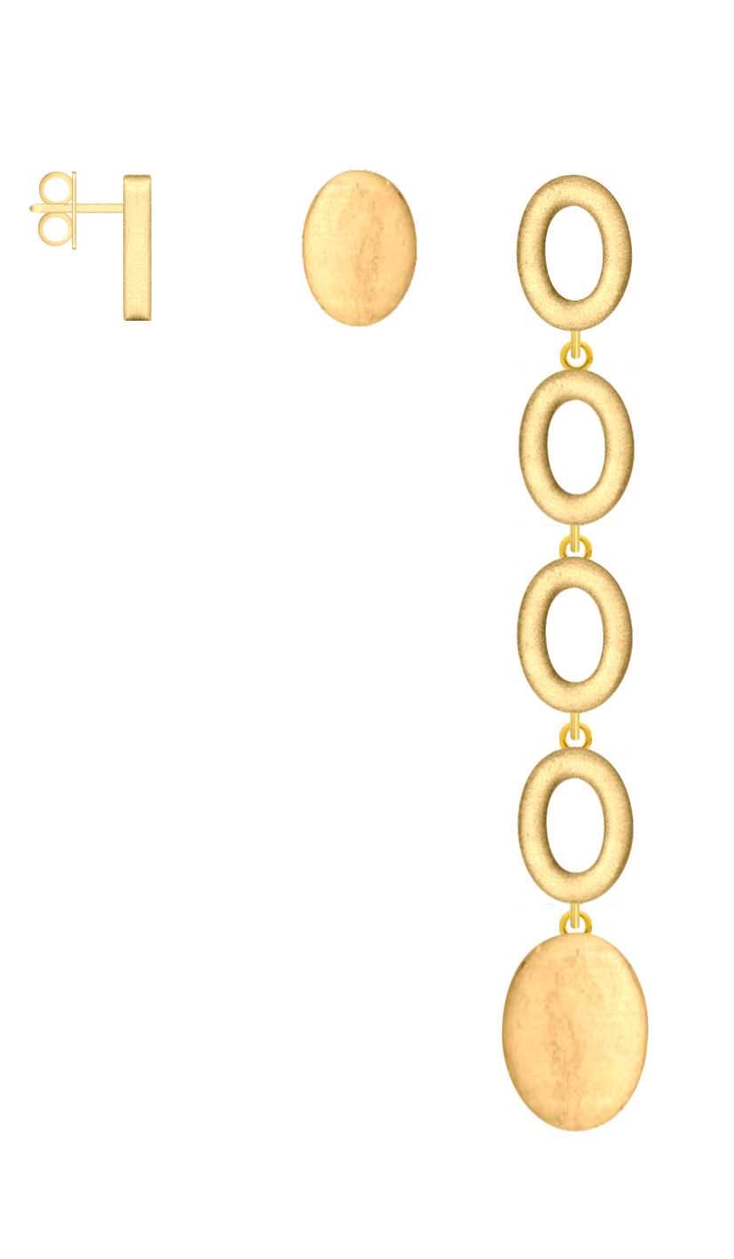 Pitti and Sisi earrings Geometrika 925 silver finish PVD yellow gold OR 9491G-5 M