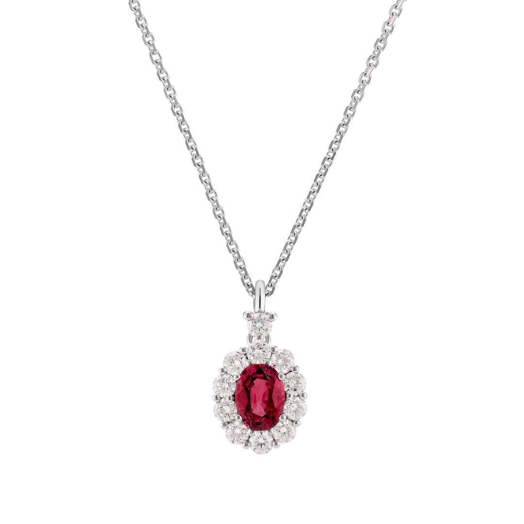 Golay Pendant Ruby Oval 5X4 and Diamonds and Chamfer