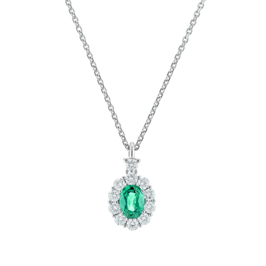 Golay Oval Emerald Anhänger 5x4 und Diamanten und Guss