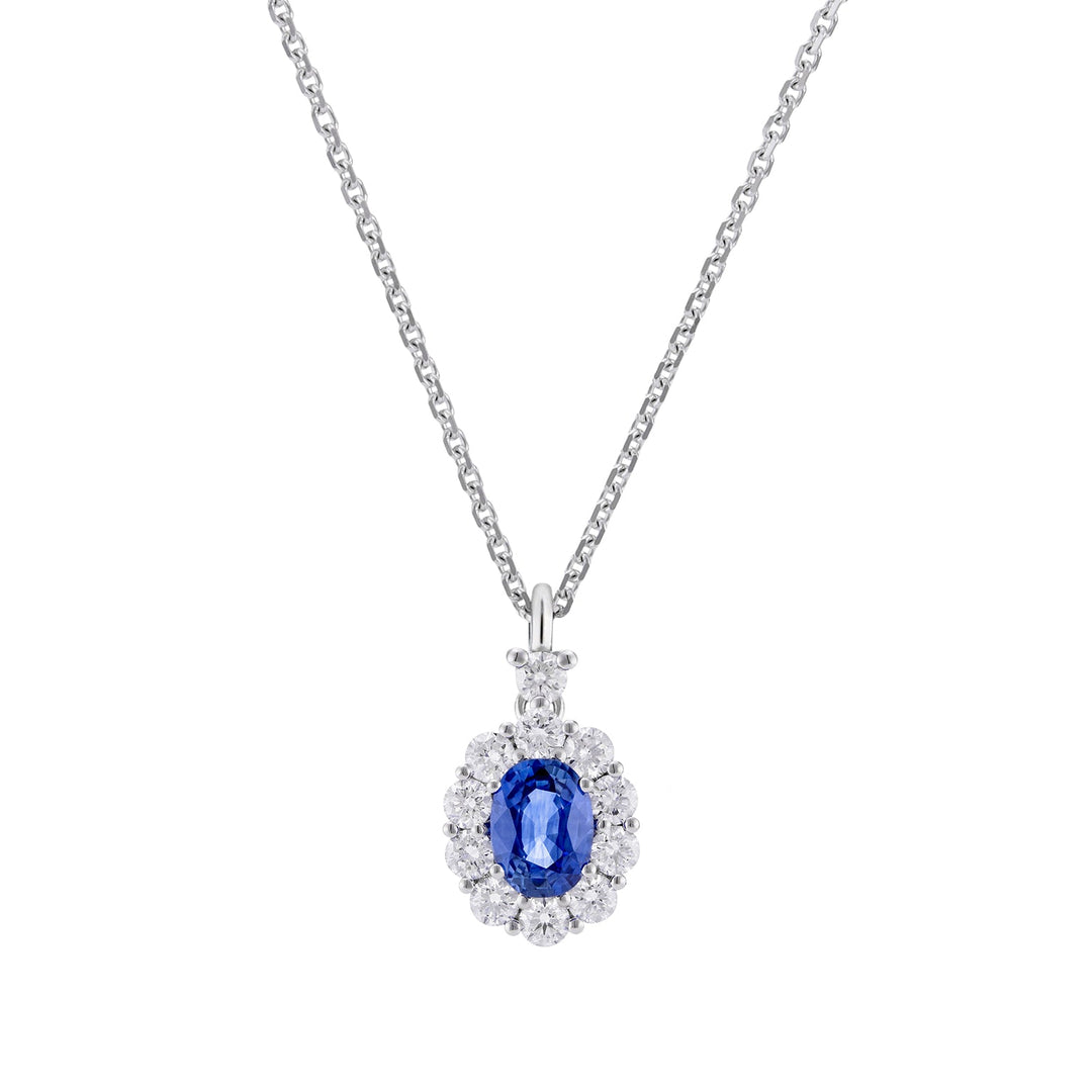Golay Pendant Sapphire Oval 5X4 and Diamonds and Chamfer