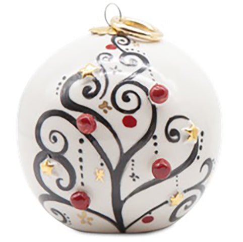 Sbordone Christmas Ball mit einem Faden D. 10 cm Porzellandekoration Gold PL51