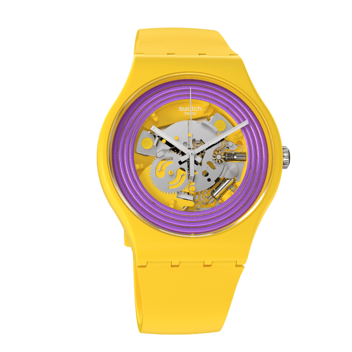Reloj Swatch PURPLE RINGS YELLOW Originals New Gent Biosourced 41mm SO29J100