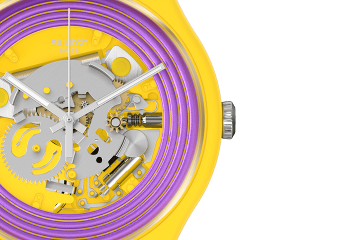 Reloj Swatch PURPLE RINGS YELLOW Originals New Gent Biosourced 41mm SO29J100