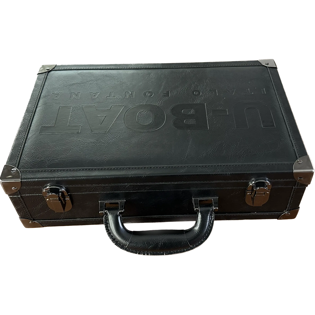 U-BOAT Black Leather Suitcase Holds 5 Travel Watches UBOAT-001