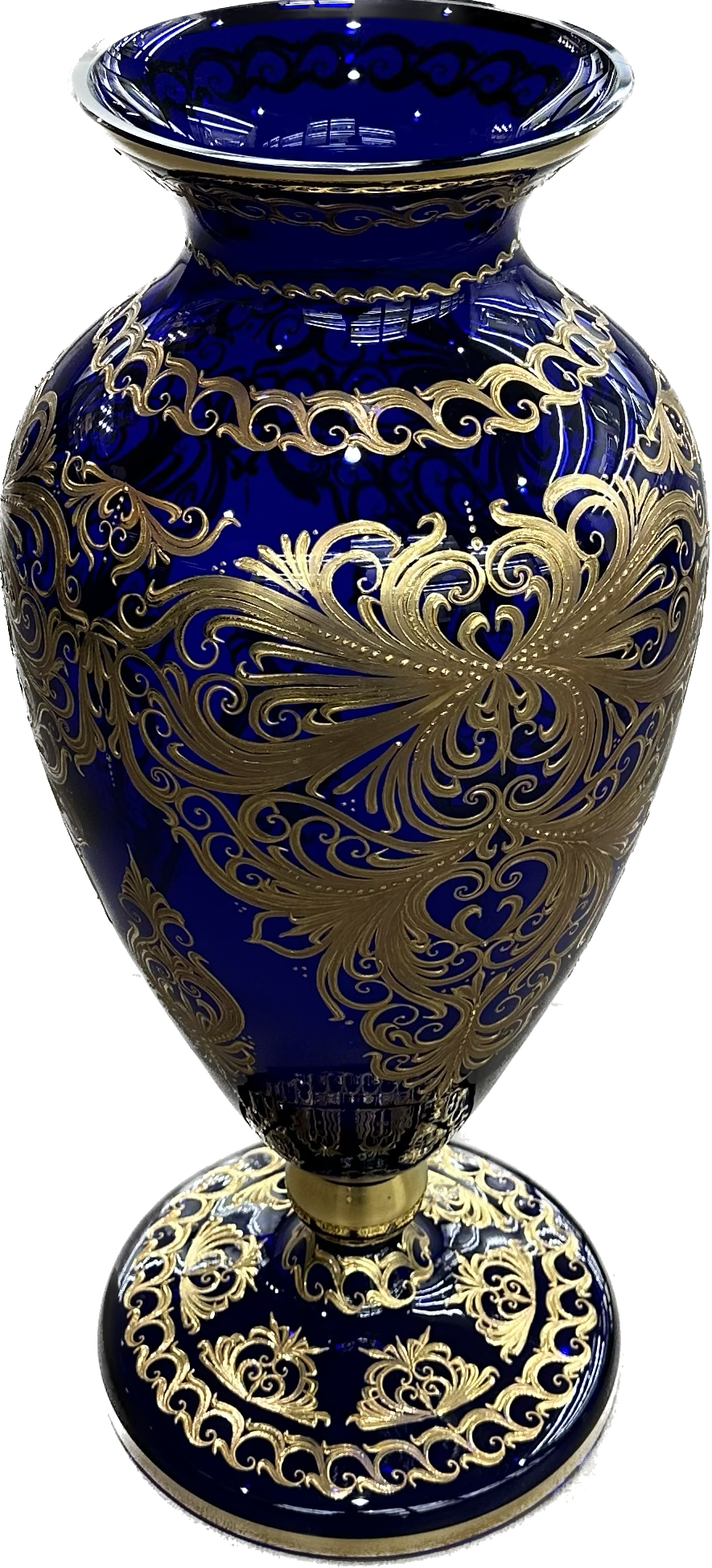 Art vaso cristallo molato decoro oro zecchino VASO_ORO1