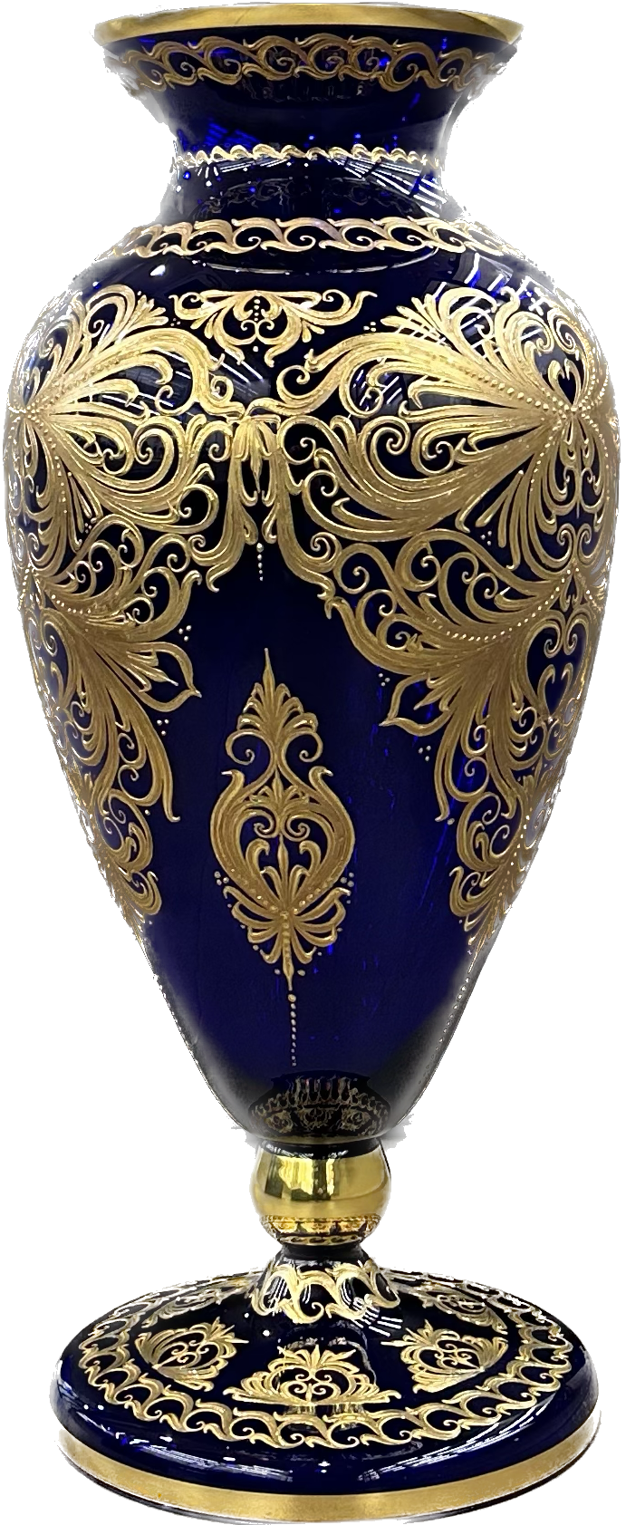Art vaso cristallo molato decoro oro zecchino VASO_ORO1