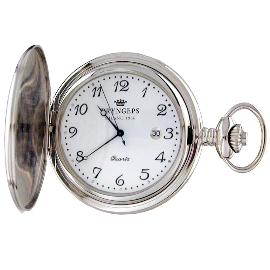 Pryngeps orologio da tasca Savonette 47mm bianco quarzo acciaio T079/1