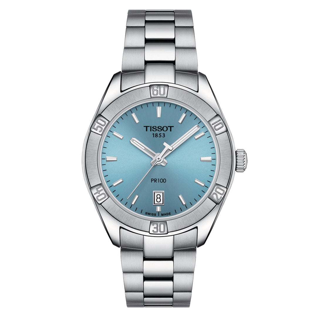 Tissot orologio PR 100 Lady Sport Chic 36mm azzurro quarzo acciaio T101.910.11.351.00