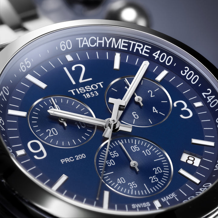 Tissssot watch PRC 200 Chronograph 42mm blue quartz steel T114.417.111.047.00