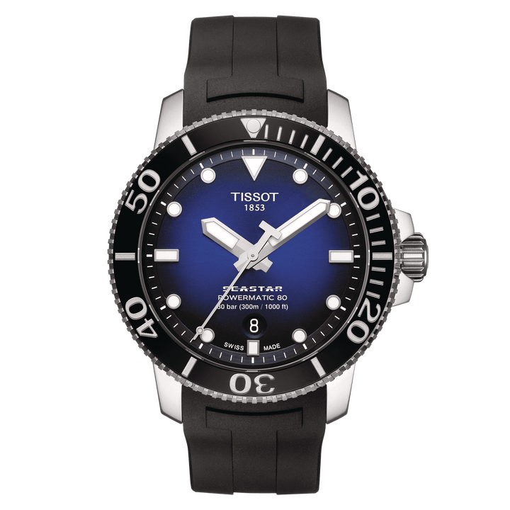 Reloj Tissot Searstar 1000 Powermatic 80 43mm azul acero automático T120.407.17.041.00