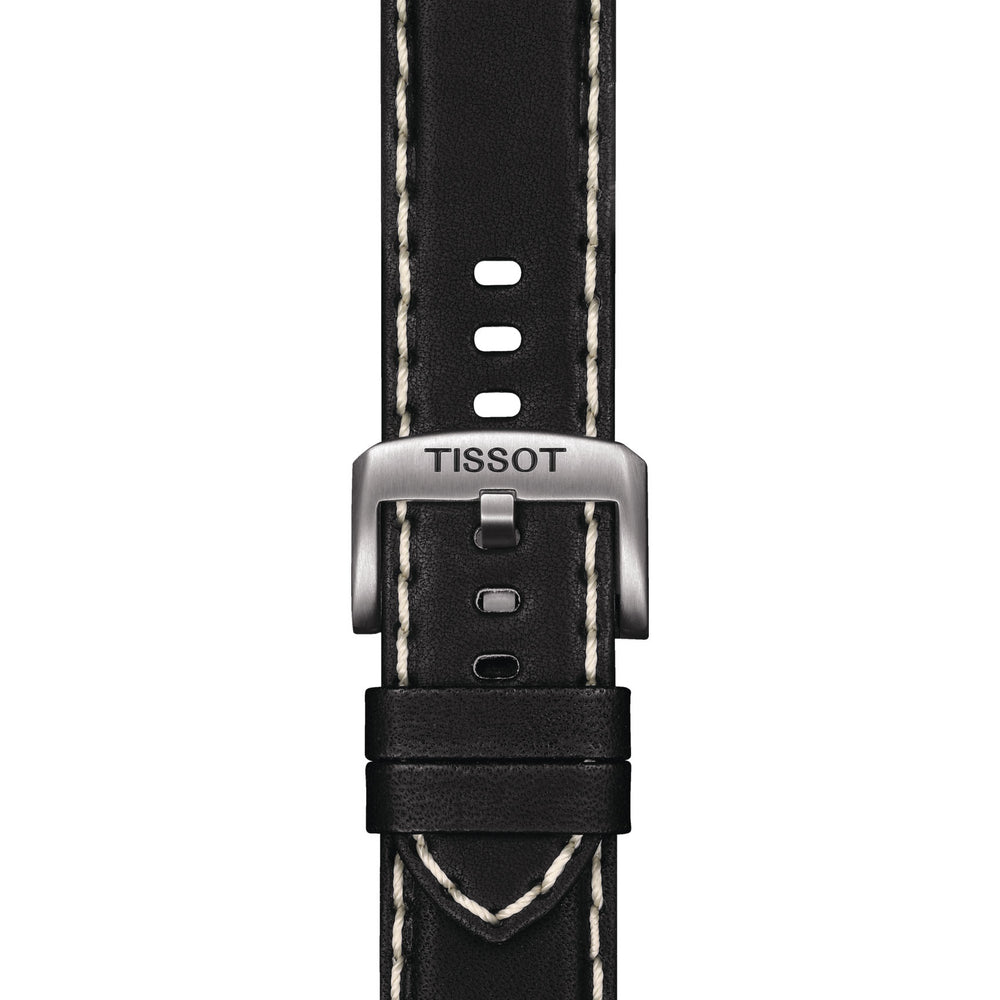 Tissot cinturino orologio Supersport Chrono pelle nero cuciture bianche fibbia acciaio T600.044.982 - Gioielleria Capodagli