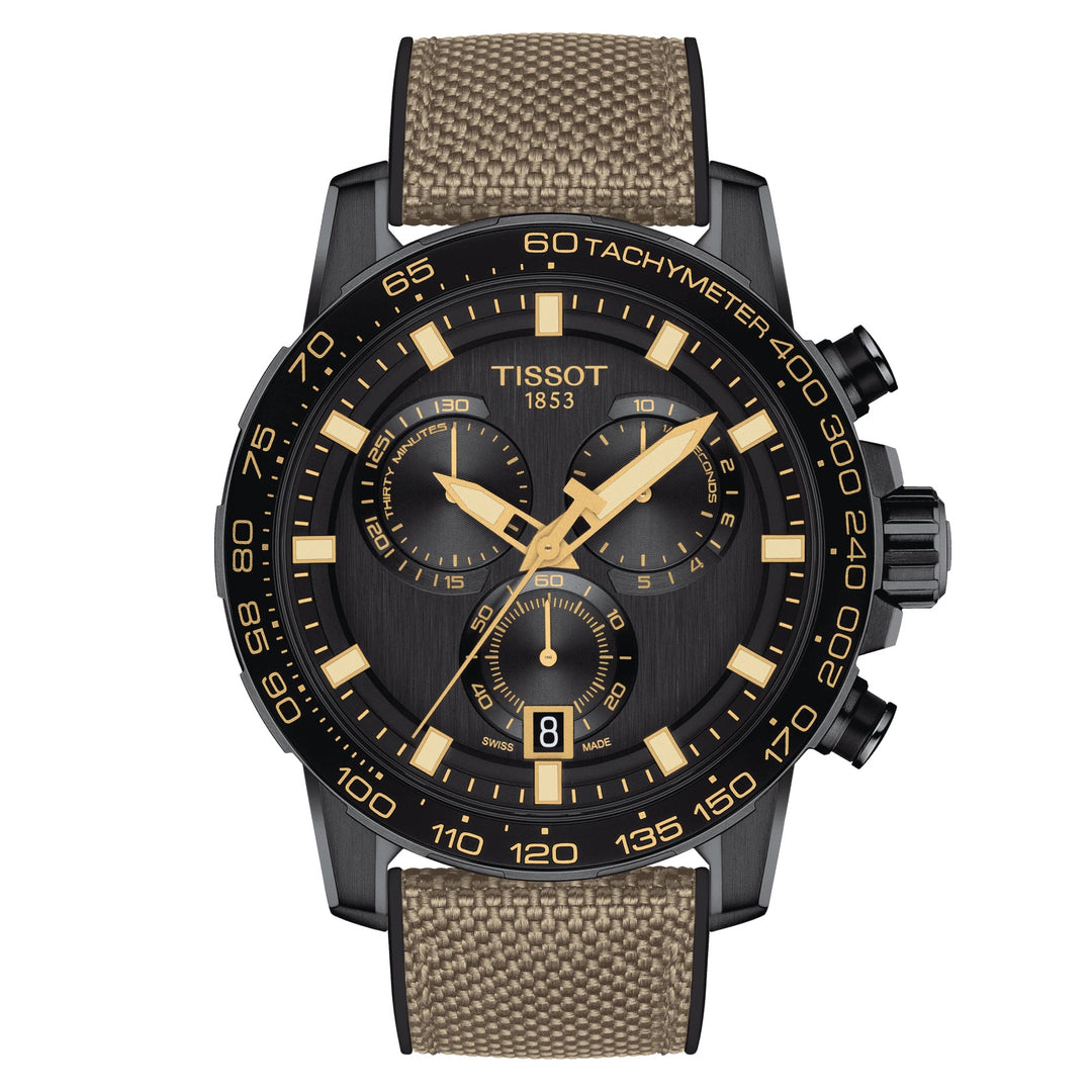 Tissssot watch Supersport Chrono 45mm black quartz steel finish black PVD T125.617.37.051.01
