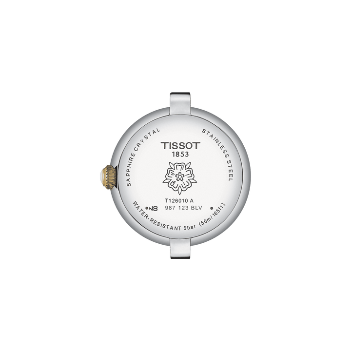 Reloj Tissot Bellisimo Small Lady 26mm Blanco Acabados De Acero De Cuarzo PVD Oro Amarillo T126.010.22.013.00