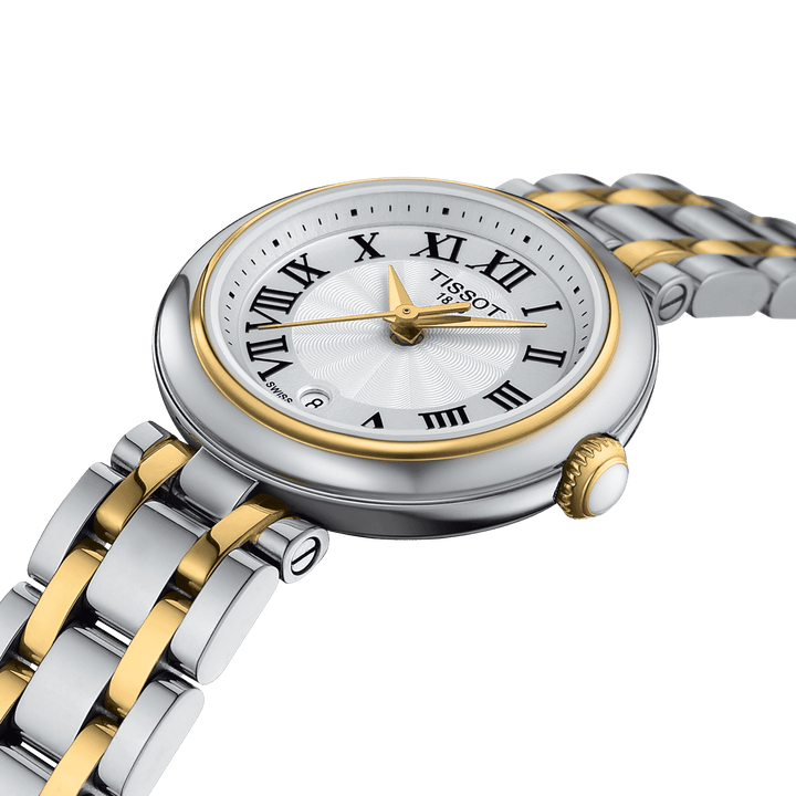 Tissot orologio Bellissima Small Lady 26mm bianco quarzo acciaio finiture PVD oro giallo T126.010.22.013.00