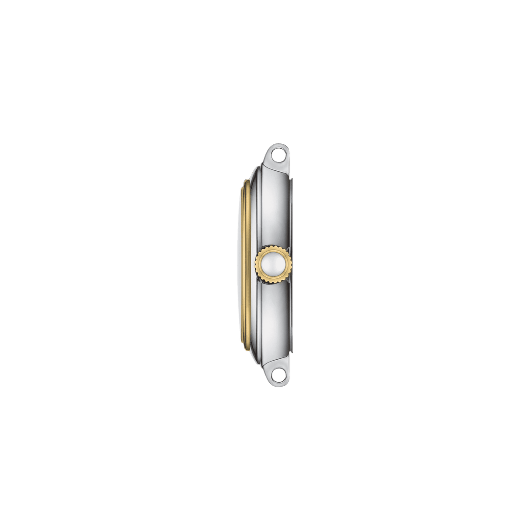 Tissot montre belle petite dame 26mm blanc quartz acier finitions PVD or jaune T126.010.22.013.00