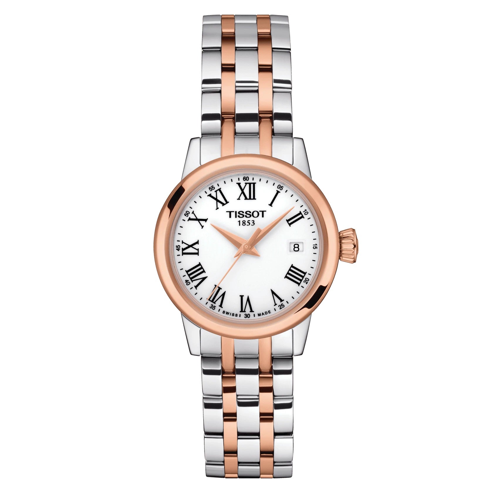 Tissot orologio Classic Dream Lady 28mm bianco quarzo acciaio finitura PVD oro rosa T129.210.22.013.00 - Gioielleria Capodagli