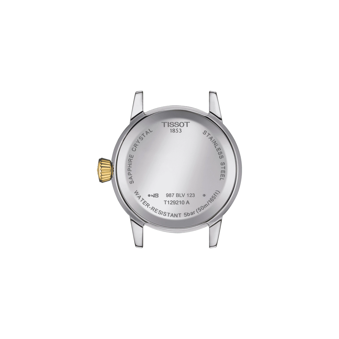 Tissot orologio Classic Dream Lady 28mm argento quarzo acciaio finiture PVD oro giallo T129.210.22.031.00