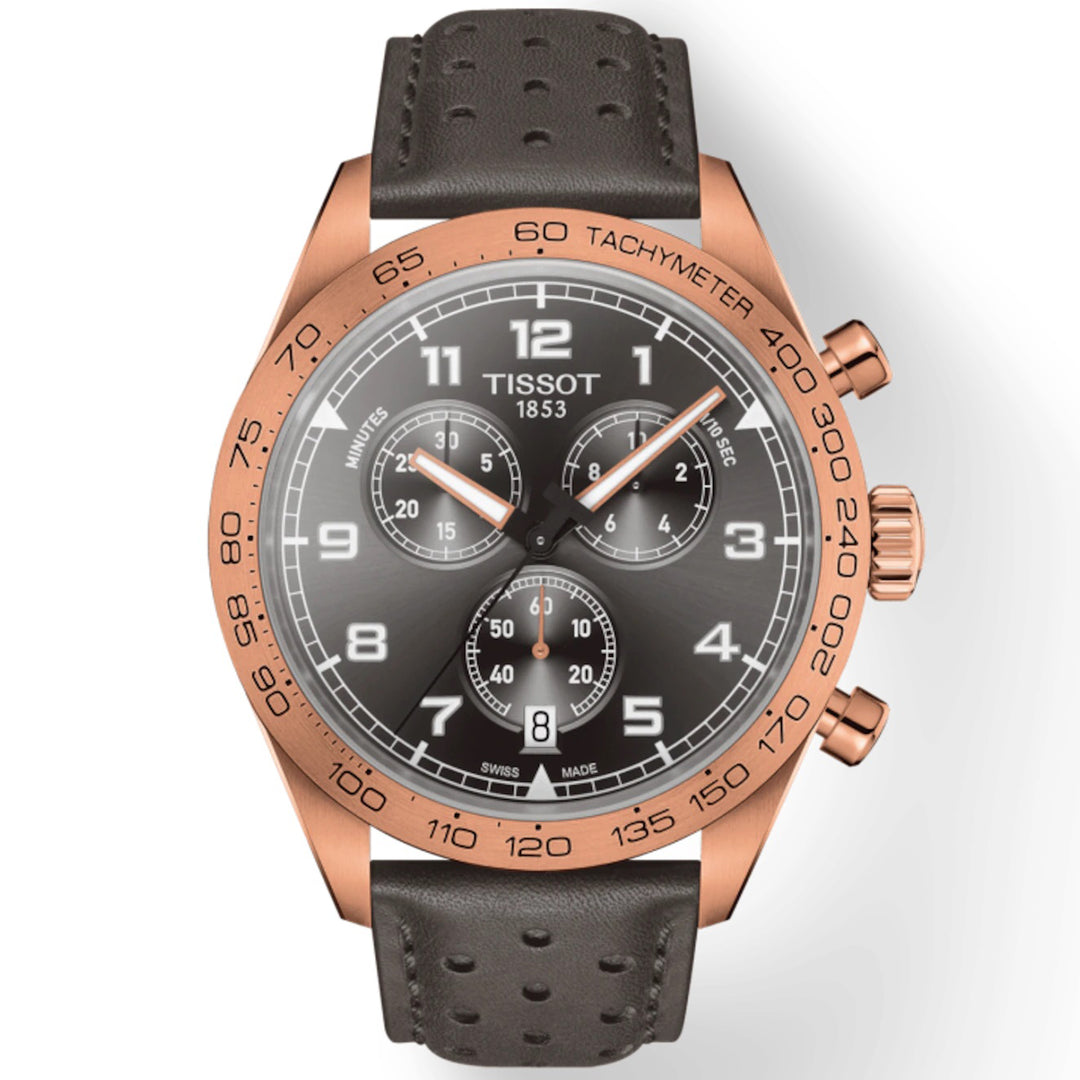 Reloj Tissot PRS 516 Cronógrafo 45 mm de acero gris cuarzo acabado PVD oro rosa T131.617.36.082.00