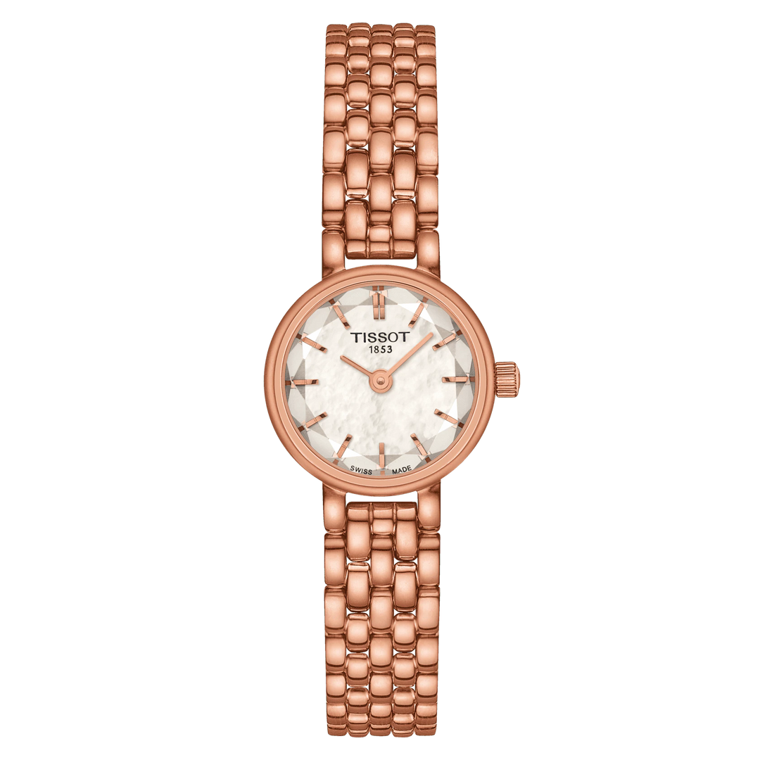 Reloj Tissot Lovely Round 19.5mm nácar de acero de cuarzo acabado PVD oro rosa T140.009.33.111.00
