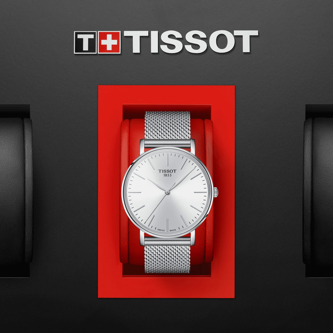 Tissot reloj Everytime 40 mm de plata de cuarzo de acero T143.410.11.011.011.00