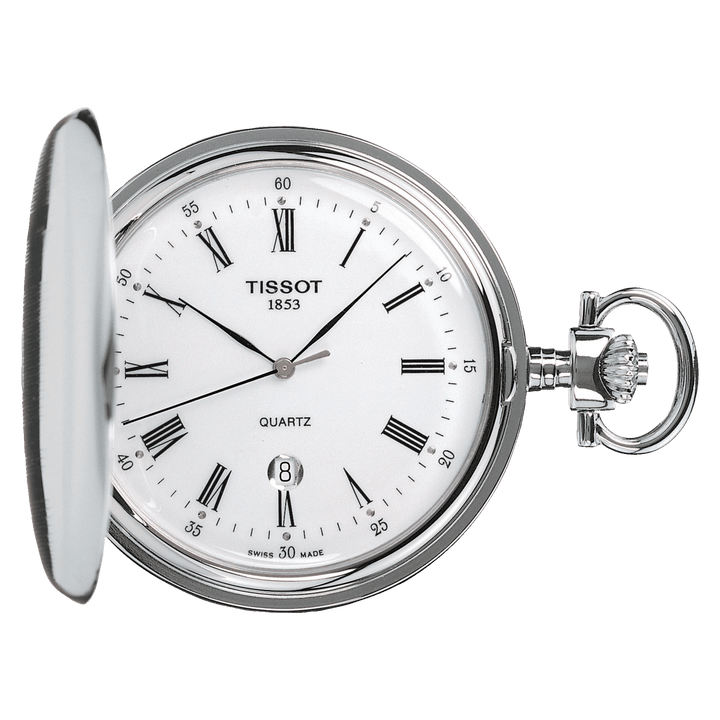 Tissot orologio da tasca Savonette 48,5mm bianco quarzo acciaio T83.6.553.13 - Gioielleria Capodagli
