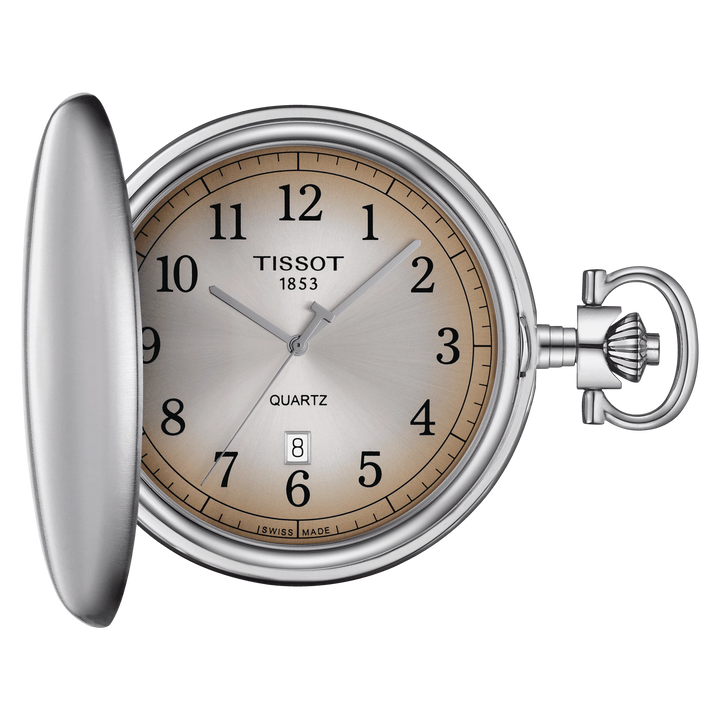 Tissot reloj de bolsillo Savonette 48,5 mm de acero de cuarzo beige T862.410.19.292.00