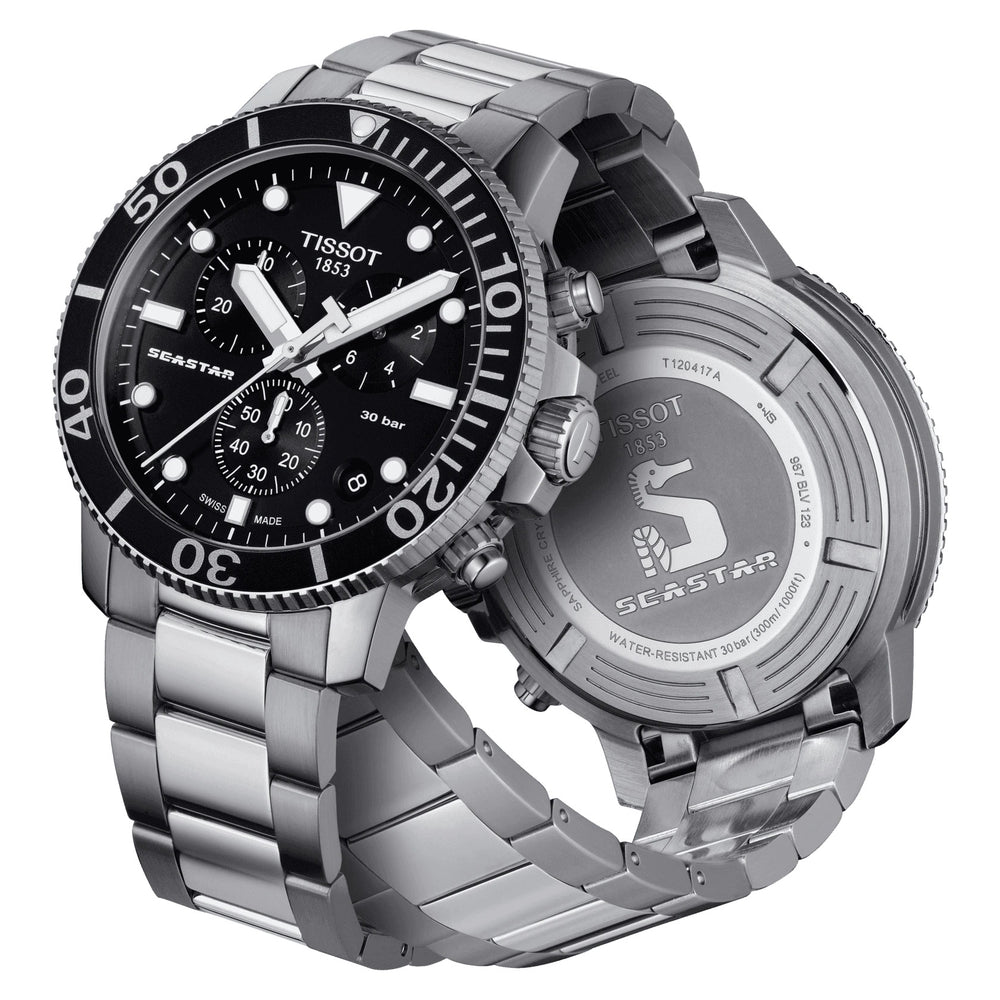Tissot orologio Seastar 1000 Chronograph 45mm nero quarzo acciaio T120.417.11.051.00 - Gioielleria Capodagli
