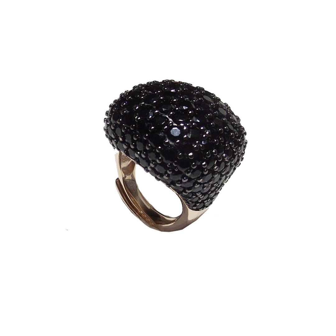 Capodagli anello Morositas argento 925 finitura PVD oro rosa e rutenio spinello CPD-ANE-ARG-0001-NE