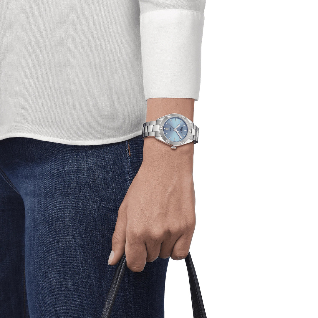 Reloj Tissot PR 100 Lady Sport Chic 36mm azul acero de cuarzo T101.910.11.351.00