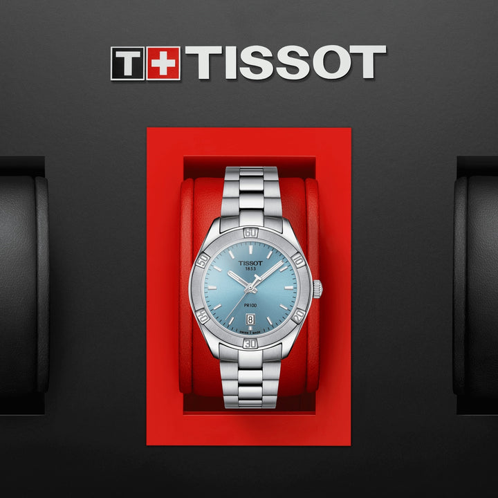 Tissot orologio PR 100 Lady Sport Chic 36mm azzurro quarzo acciaio T101.910.11.351.00