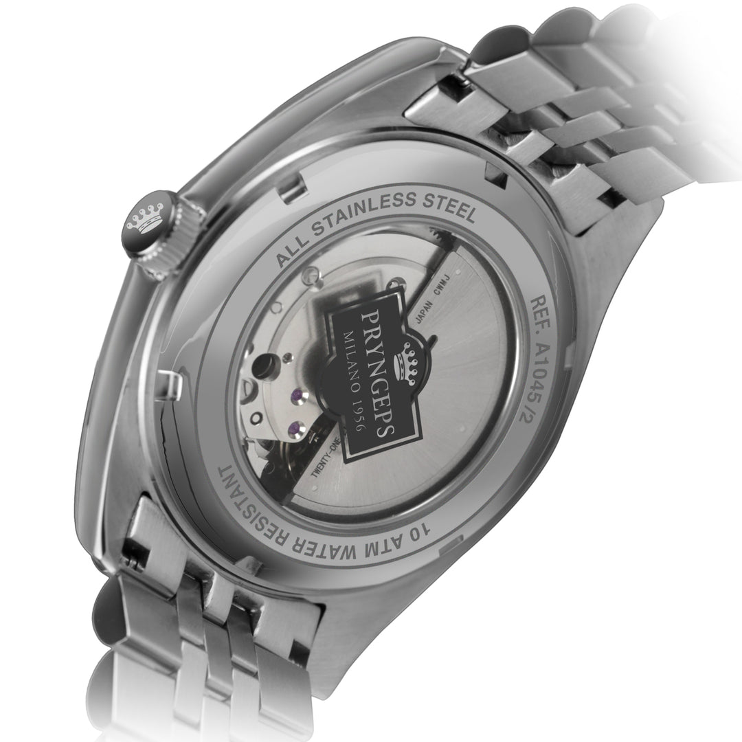 Pryngeps watch Erre X 40mm white automatic steel A1045/2 BI