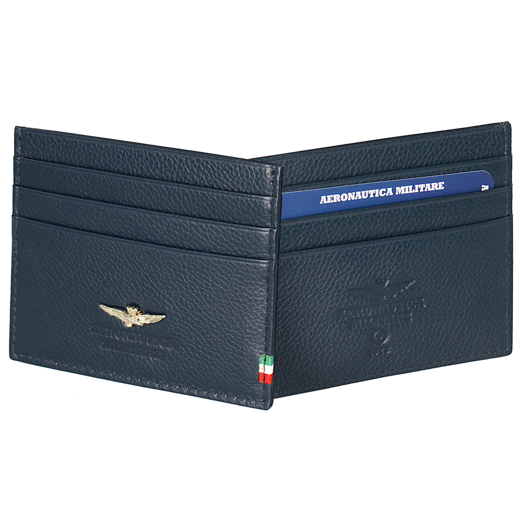 Porte-cartes de crédit Aeronautica Militar Flag en cuir AM106-BL
