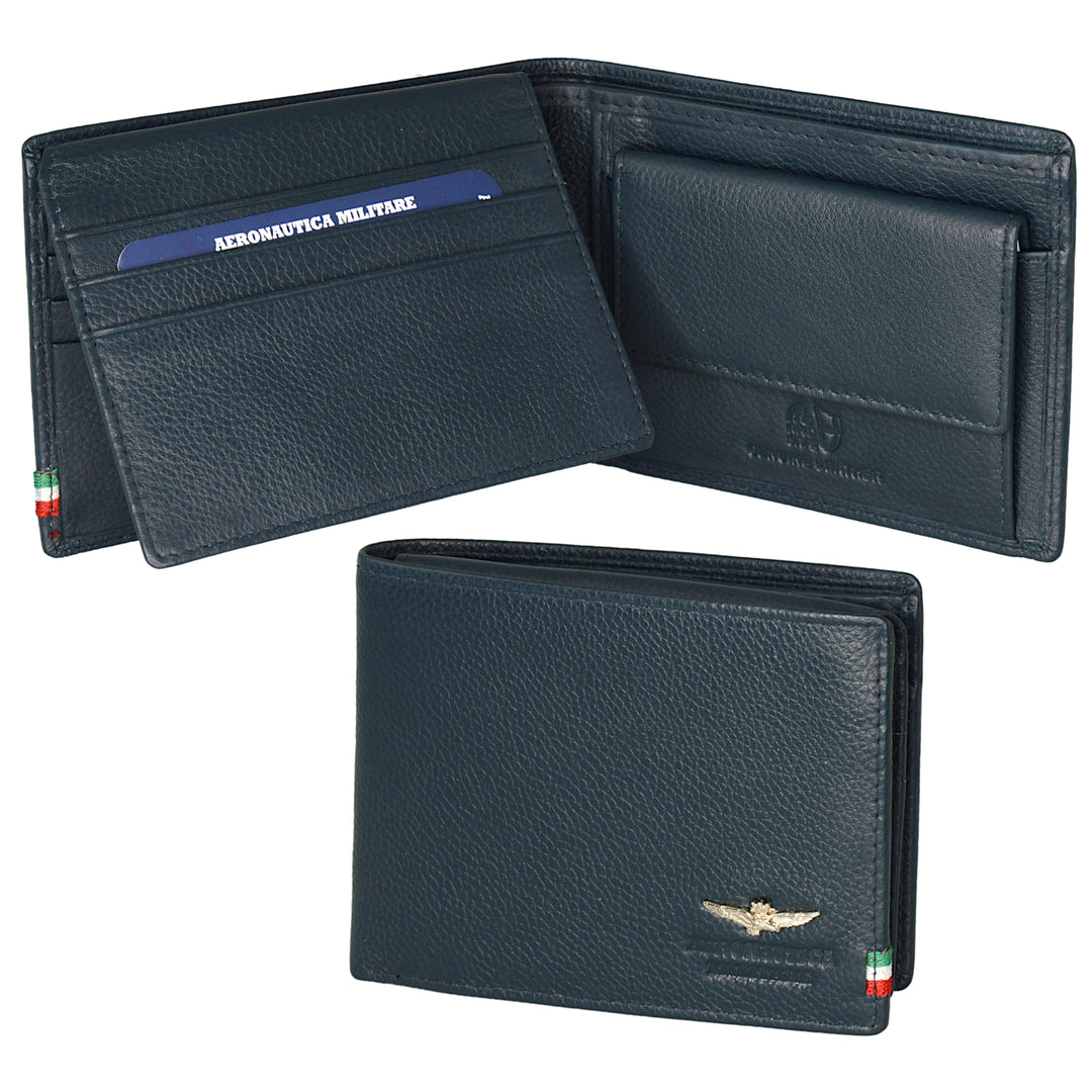 Aeronautica Military Men's Wallet with flap and holder FLAG AM103-BL
