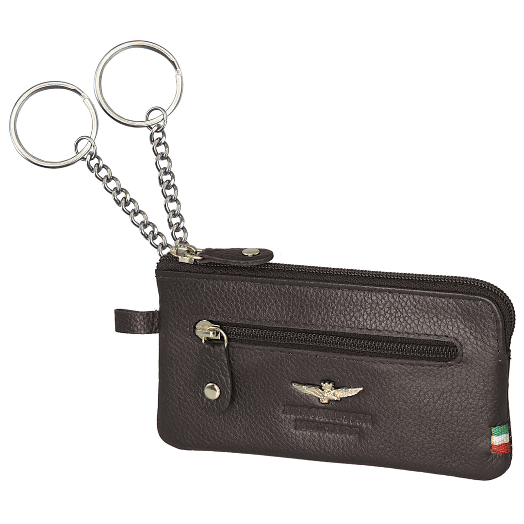 Aeronautica Militare Keychain with Ring Rings and Doors Leather AM107-MO