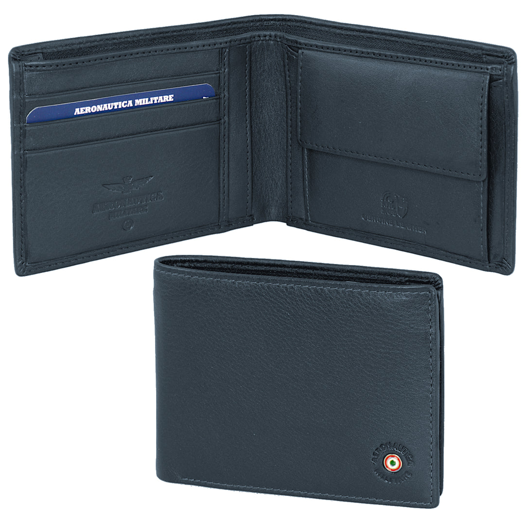 Aeronautica Militare Leather wallets with strap holder and credit card holder AM132-BL