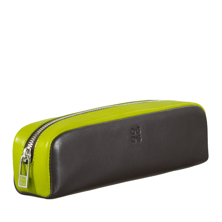 DUDU Multicolor Leather Pencil Holder Case with Zipper for Office and School