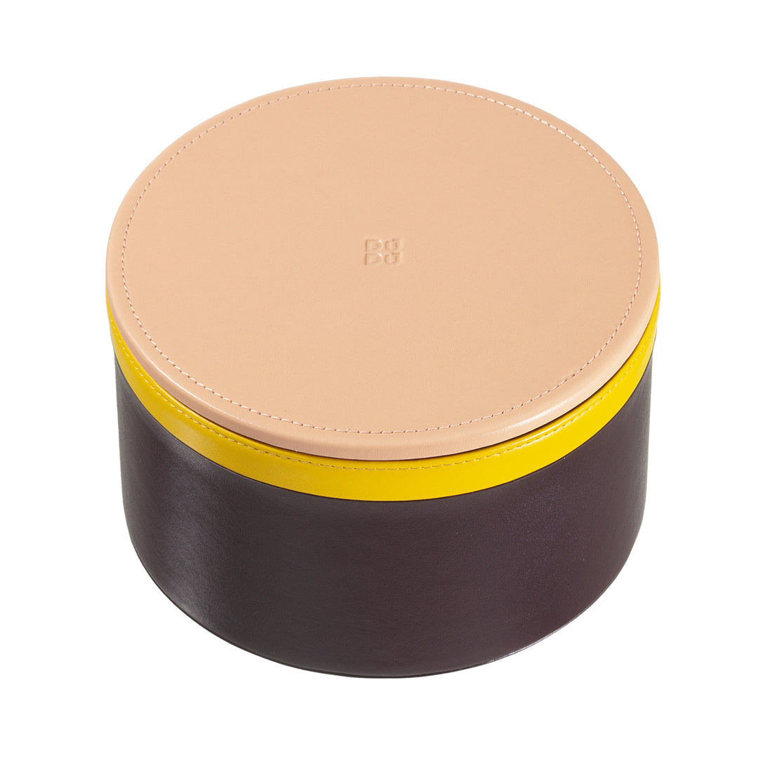 DUDU Leather Jar for Furniture Design, Glove Holder with Cover 10x10cm, Waffle Holder Key Coins Candy Jewelry