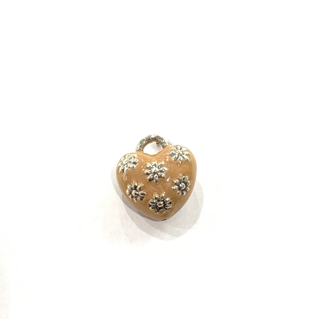 Capodagli charm cuore margherite piccolo argento 925 smalto beige CUORE-P-Be - Capodagli 1937