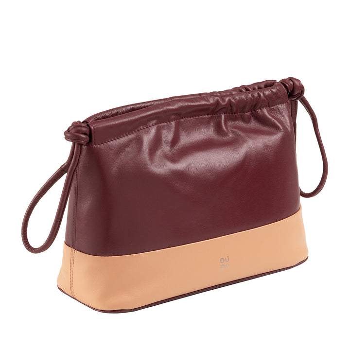 DUDU Women's bag in soft leather, clutch Bag colored clutch bags with coulisse and shoulder strap