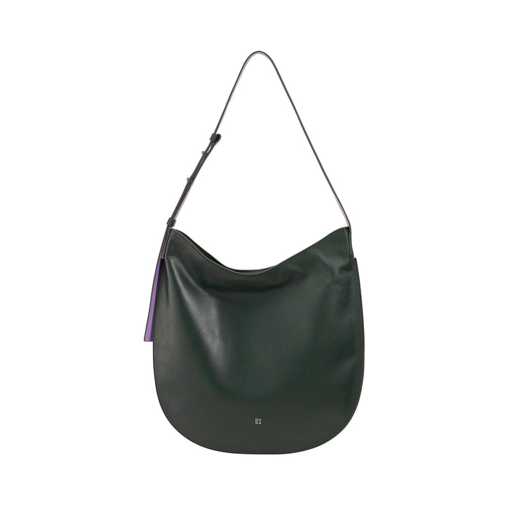 DUDU Women's Shoulder Bag in Soft Leather, Hobo Bag with Zipper, Large Adjustable Capacity Colored Shoulder Bag